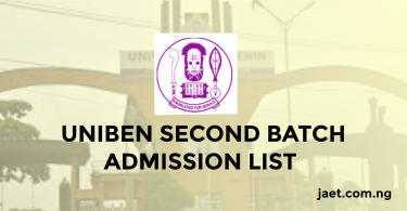 uniben second batch admission admission list