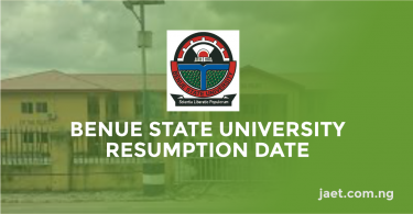 Benue State University Resumption Date