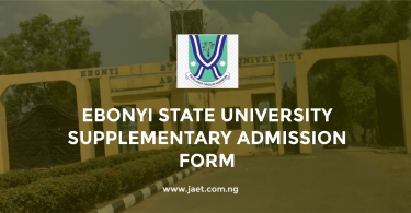 Ebonyi State University Supplementary Admission Form