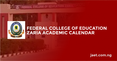 Federal College of Education Zaria Academic Calendar