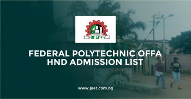 Federal Polytechnic Offa HND Admission List