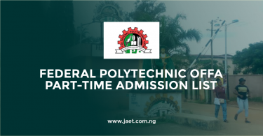 Federal Polytechnic Offa Part-time Admission List