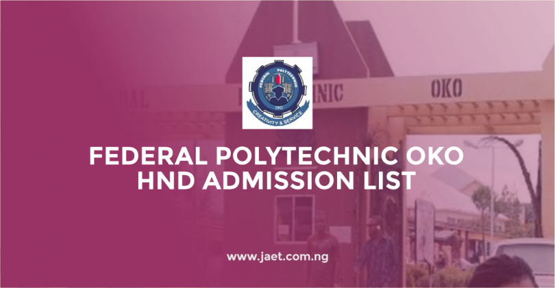 Federal Polytechnic Oko HND Admission List