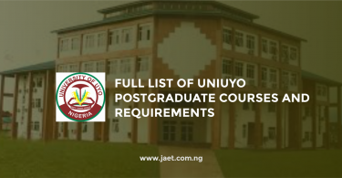 UNIUYO Postgraduate Courses and Requirements