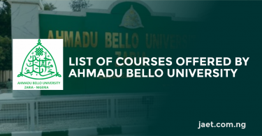 list of courses offered at abu