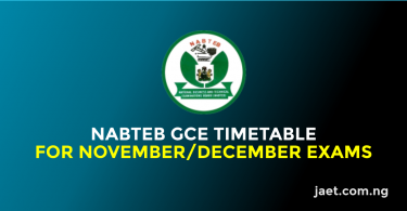 NABTEB GCE Timetable