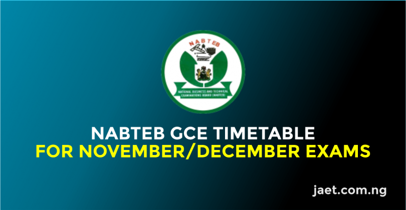 NABTEB GCE Timetable