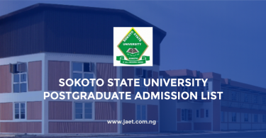 Sokoto State University Postgraduate Admission List