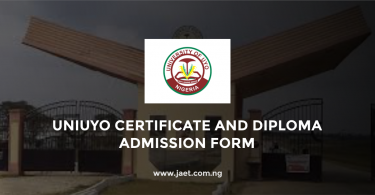 UNIUYO Certificate and Diploma Admission Form