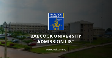 Babcock University Admission List