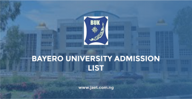 Bayero University Admission List
