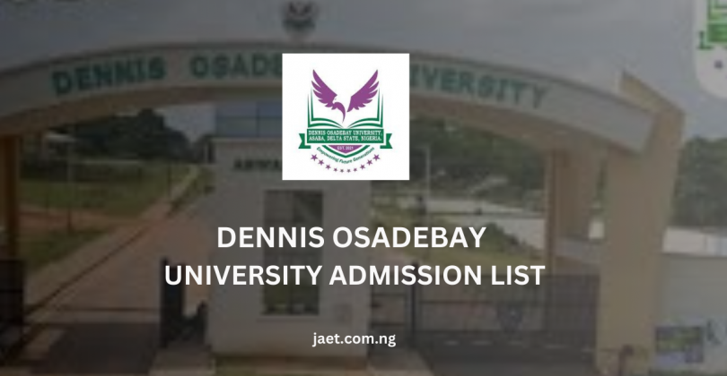 Dennis Osadebay University Admission List