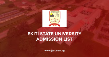 Ekiti State University Admission List