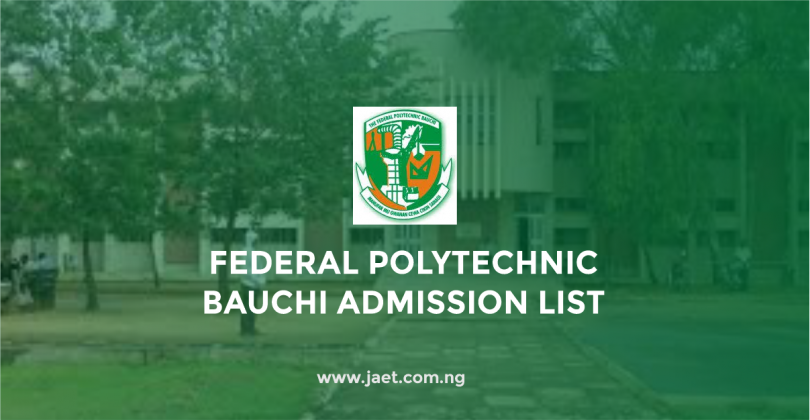 Federal Polytechnic Bauchi Admission List