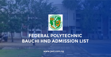 Federal Polytechnic Bauchi HND Admission List