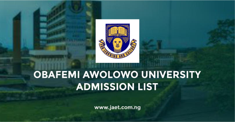Obafemi Awolowo University Admission List